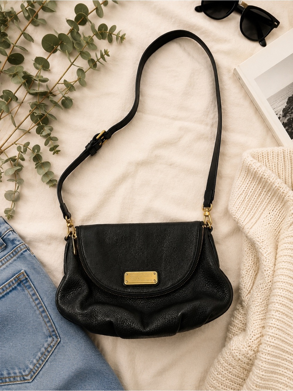 Marc by Marc Jacobs Black Pebbled Leather Crossbody Shoulder Bag
